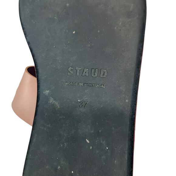 Staud Fly Chunky Platform Slide Sandal Red Pink Colorblock Goat Leather 37 / 7 - Picture 9 of 16